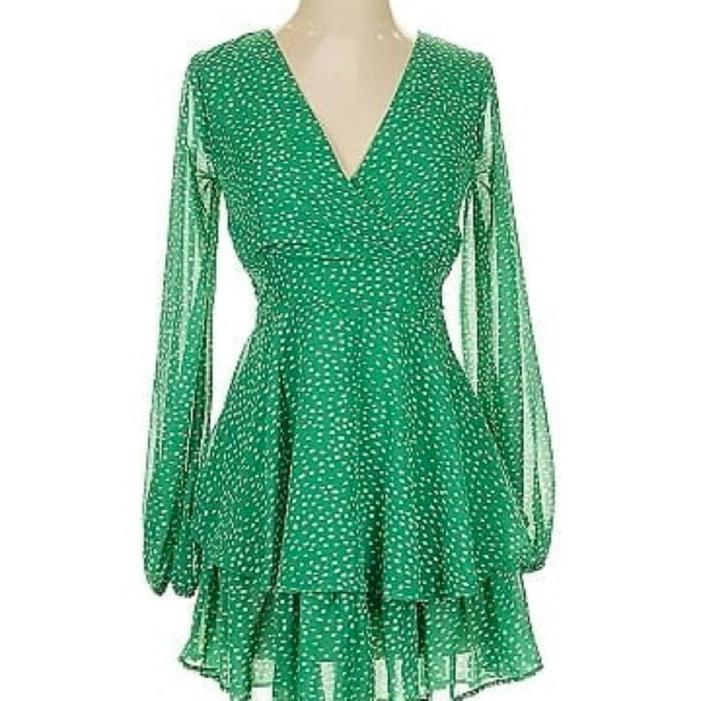 Japna Green and White Ruffled Sundress